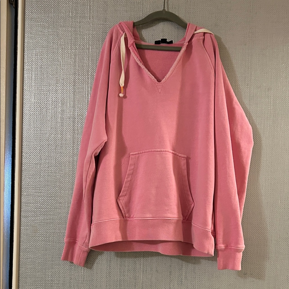 J. Crew Pink V-Neck Hoodie